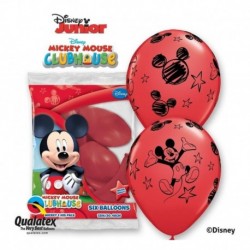 BL Balon QL 12" z nadr. "Mickey", pastel czerwony / 6 szt. ST ASORT KK