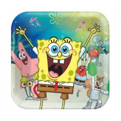 ZTA Talerzyki papierowe SpongeBob 23x23 cm, kwadratowe, 8 szt.