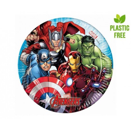 ZTATalerzyki papierowe Mighty Avengers (Marvel), 20cm, 8 szt. (plastic-free) KK