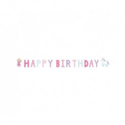 DEGI Girlanda papierowa "Happy Birthday" Princess, 150x15 cm