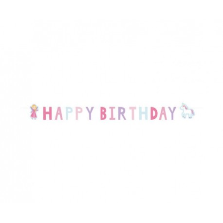 DEGI Girlanda papierowa "Happy Birthday" Princess, 150x15 cm