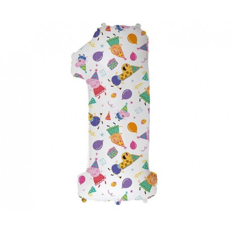 Balon foliowy FX - Number 1 Peppa Pig, 102 cm, niepakowany