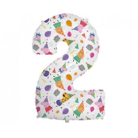 Balon foliowy FX - Number 2 Peppa Pig, 102 cm, niepakowany