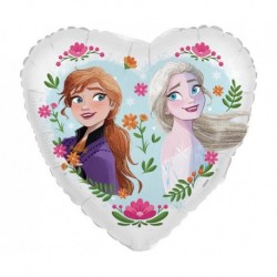 Balon foliowy 18", Disney Serce Frozen Anna i Elsa, 45cm